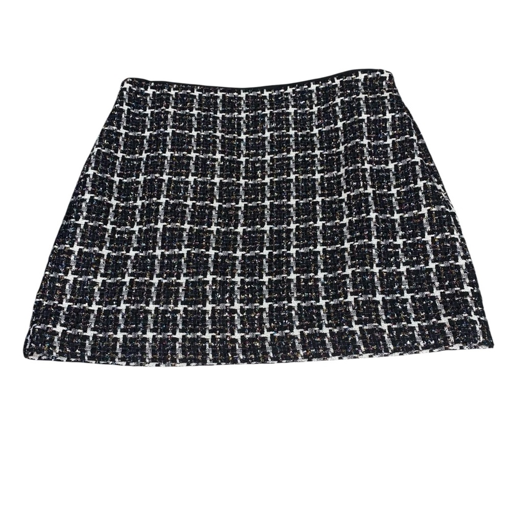 LOFT NWT Shimmer Metallic Black and White Tweed Skirt Size 14 Career Office